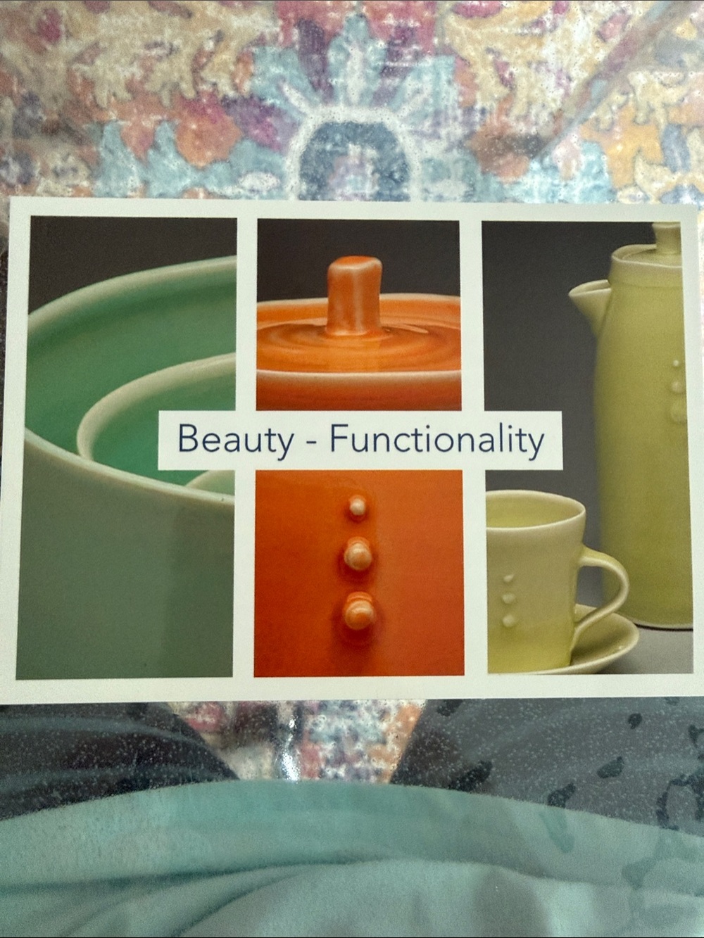 Beauty - Functionality Ceramic Art Print in Green, Orange, and Yellow